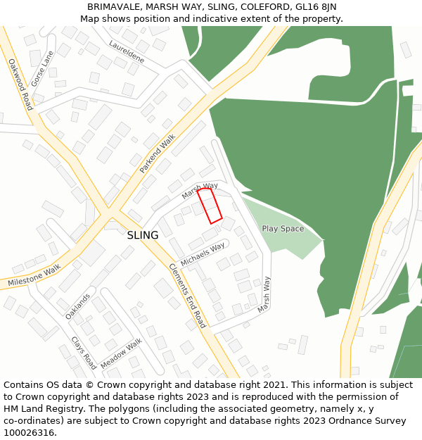 BRIMAVALE, MARSH WAY, SLING, COLEFORD, GL16 8JN: Location map and indicative extent of plot