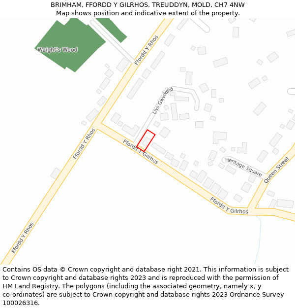 BRIMHAM, FFORDD Y GILRHOS, TREUDDYN, MOLD, CH7 4NW: Location map and indicative extent of plot