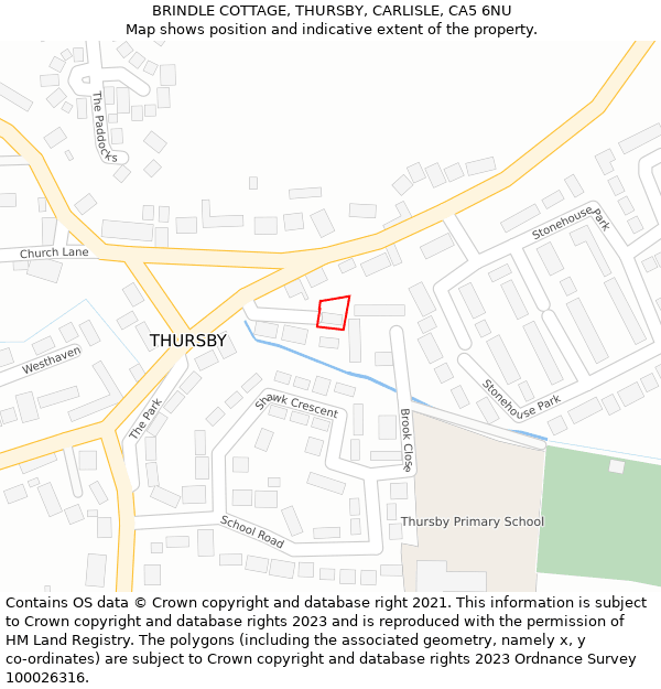 BRINDLE COTTAGE, THURSBY, CARLISLE, CA5 6NU: Location map and indicative extent of plot
