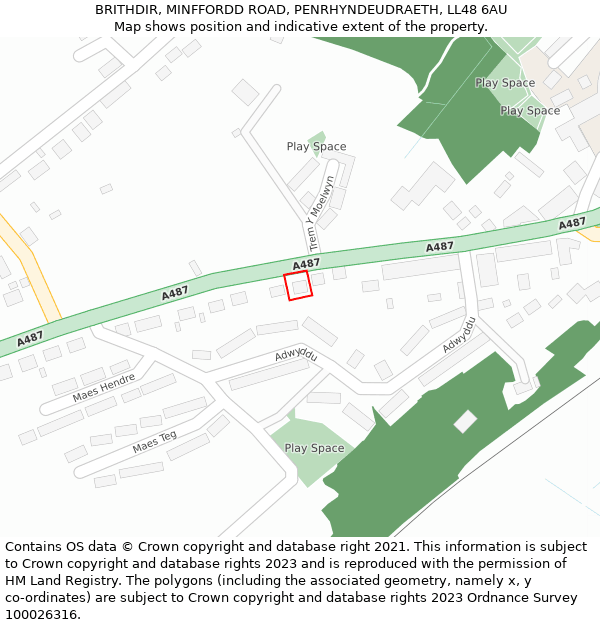 BRITHDIR, MINFFORDD ROAD, PENRHYNDEUDRAETH, LL48 6AU: Location map and indicative extent of plot