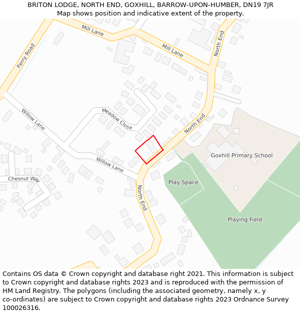 BRITON LODGE, NORTH END, GOXHILL, BARROW-UPON-HUMBER, DN19 7JR: Location map and indicative extent of plot