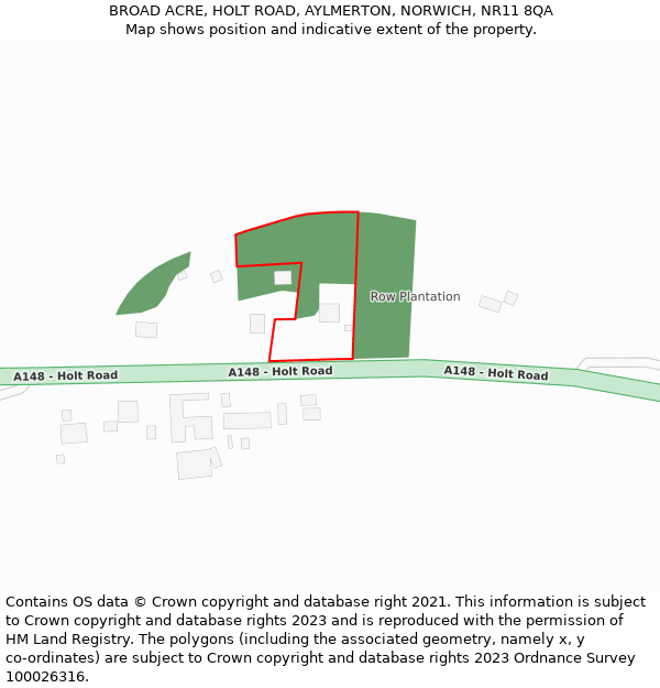 BROAD ACRE, HOLT ROAD, AYLMERTON, NORWICH, NR11 8QA: Location map and indicative extent of plot