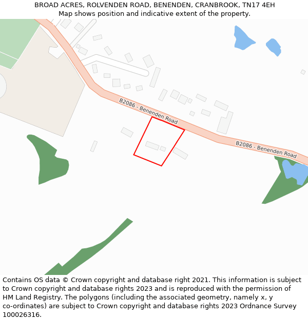 BROAD ACRES, ROLVENDEN ROAD, BENENDEN, CRANBROOK, TN17 4EH: Location map and indicative extent of plot