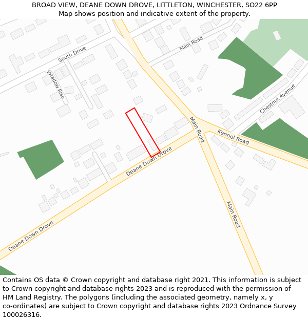 BROAD VIEW, DEANE DOWN DROVE, LITTLETON, WINCHESTER, SO22 6PP: Location map and indicative extent of plot