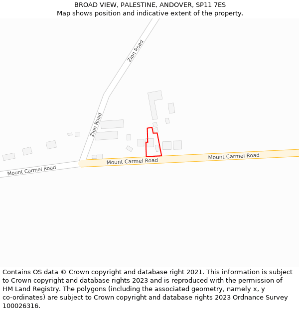 BROAD VIEW, PALESTINE, ANDOVER, SP11 7ES: Location map and indicative extent of plot