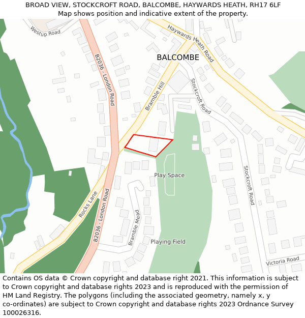 BROAD VIEW, STOCKCROFT ROAD, BALCOMBE, HAYWARDS HEATH, RH17 6LF: Location map and indicative extent of plot