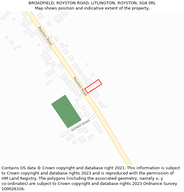 BROADFIELD, ROYSTON ROAD, LITLINGTON, ROYSTON, SG8 0RL: Location map and indicative extent of plot