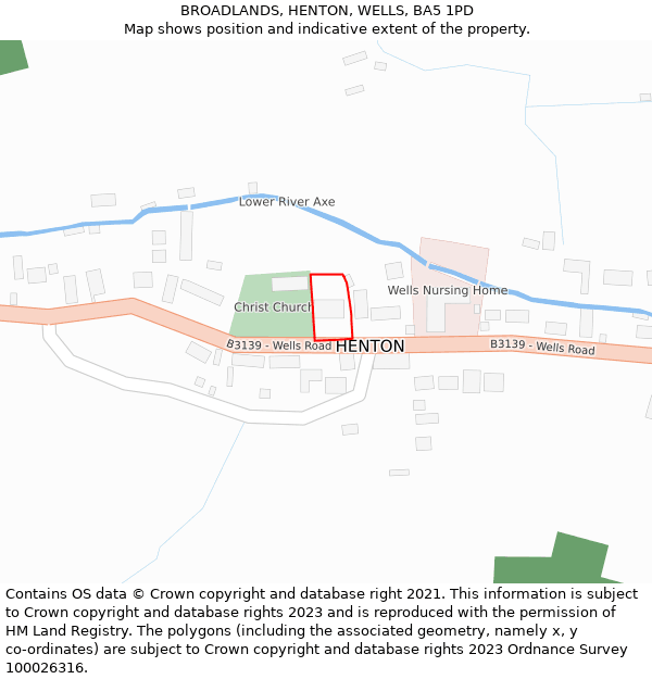 BROADLANDS, HENTON, WELLS, BA5 1PD: Location map and indicative extent of plot