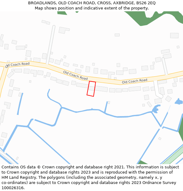 BROADLANDS, OLD COACH ROAD, CROSS, AXBRIDGE, BS26 2EQ: Location map and indicative extent of plot