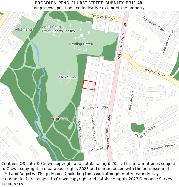 BROADLEA, PENDLEHURST STREET, BURNLEY, BB11 4RL: Location map and indicative extent of plot