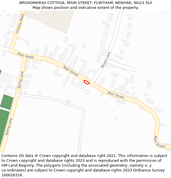 BROADMARSH COTTAGE, MAIN STREET, FLINTHAM, NEWARK, NG23 5LA: Location map and indicative extent of plot