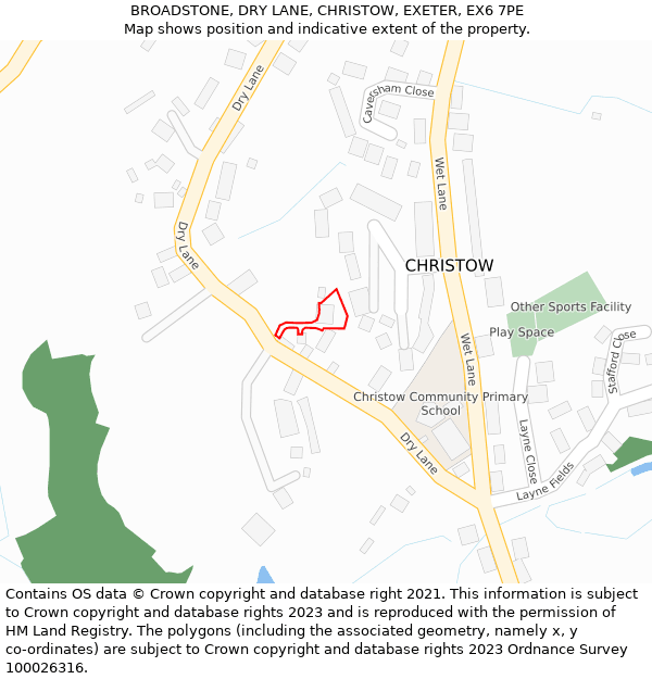 BROADSTONE, DRY LANE, CHRISTOW, EXETER, EX6 7PE: Location map and indicative extent of plot