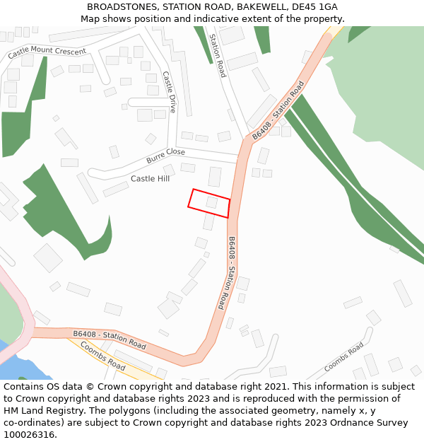 BROADSTONES, STATION ROAD, BAKEWELL, DE45 1GA: Location map and indicative extent of plot