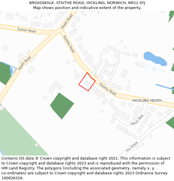 BROADWALK, STAITHE ROAD, HICKLING, NORWICH, NR12 0YJ: Location map and indicative extent of plot