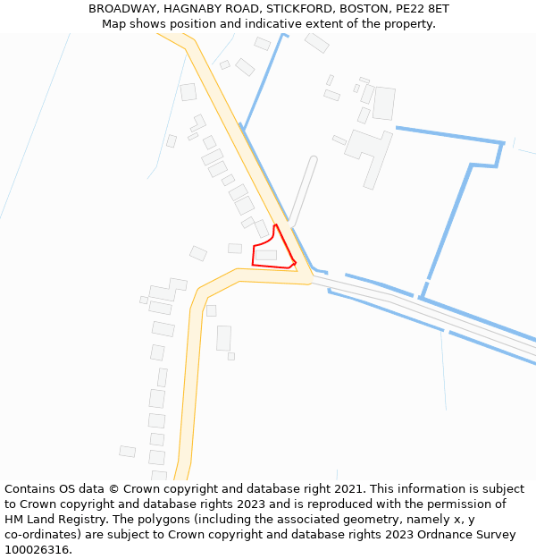 BROADWAY, HAGNABY ROAD, STICKFORD, BOSTON, PE22 8ET: Location map and indicative extent of plot