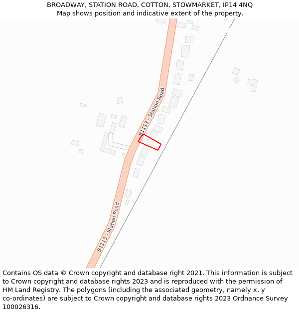 BROADWAY, STATION ROAD, COTTON, STOWMARKET, IP14 4NQ: Location map and indicative extent of plot