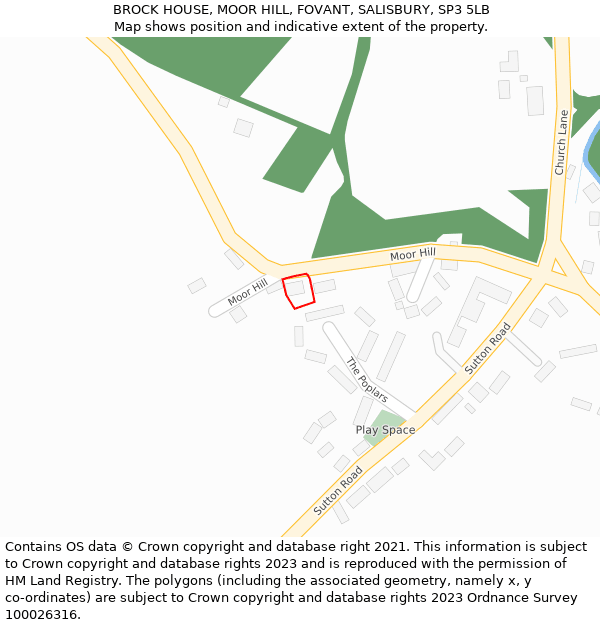 BROCK HOUSE, MOOR HILL, FOVANT, SALISBURY, SP3 5LB: Location map and indicative extent of plot