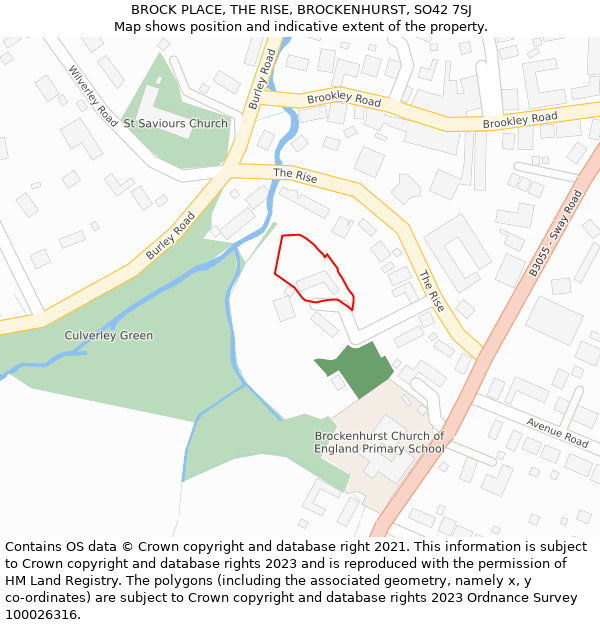 BROCK PLACE, THE RISE, BROCKENHURST, SO42 7SJ: Location map and indicative extent of plot