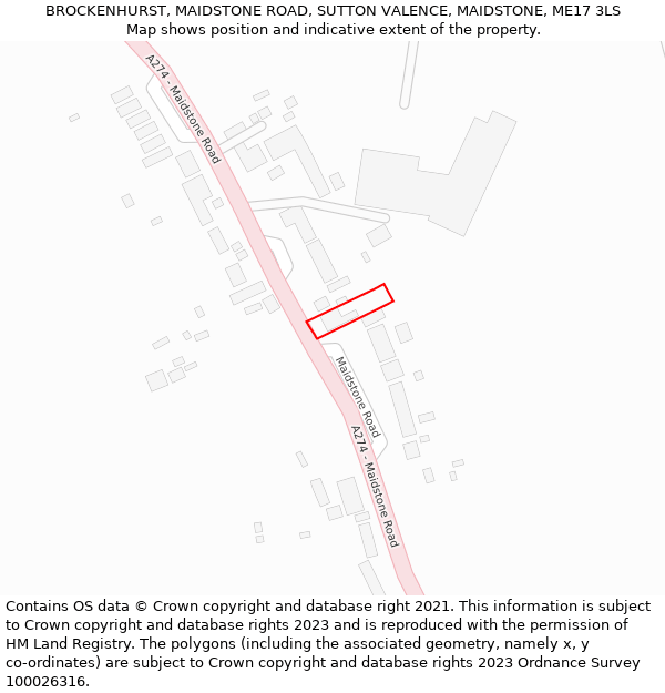 BROCKENHURST, MAIDSTONE ROAD, SUTTON VALENCE, MAIDSTONE, ME17 3LS: Location map and indicative extent of plot