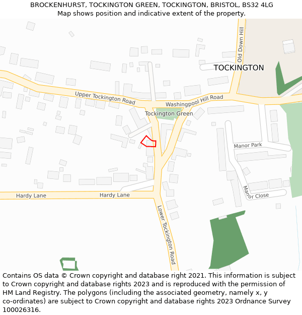 BROCKENHURST, TOCKINGTON GREEN, TOCKINGTON, BRISTOL, BS32 4LG: Location map and indicative extent of plot