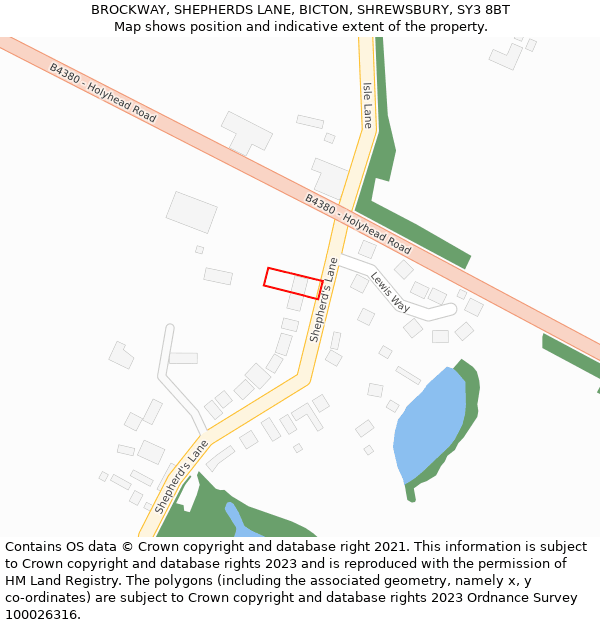 BROCKWAY, SHEPHERDS LANE, BICTON, SHREWSBURY, SY3 8BT: Location map and indicative extent of plot