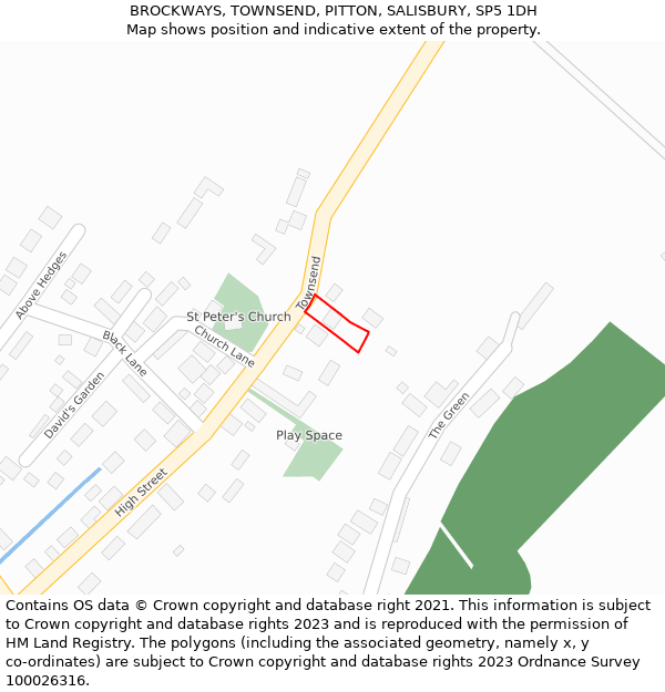 BROCKWAYS, TOWNSEND, PITTON, SALISBURY, SP5 1DH: Location map and indicative extent of plot