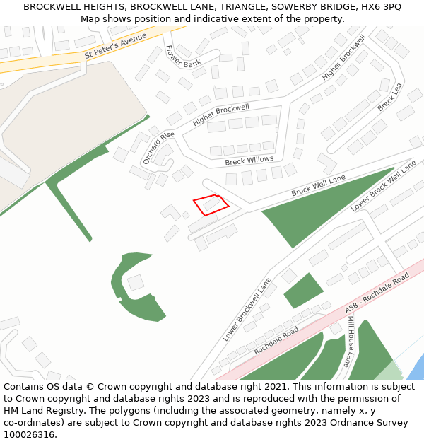 BROCKWELL HEIGHTS, BROCKWELL LANE, TRIANGLE, SOWERBY BRIDGE, HX6 3PQ: Location map and indicative extent of plot