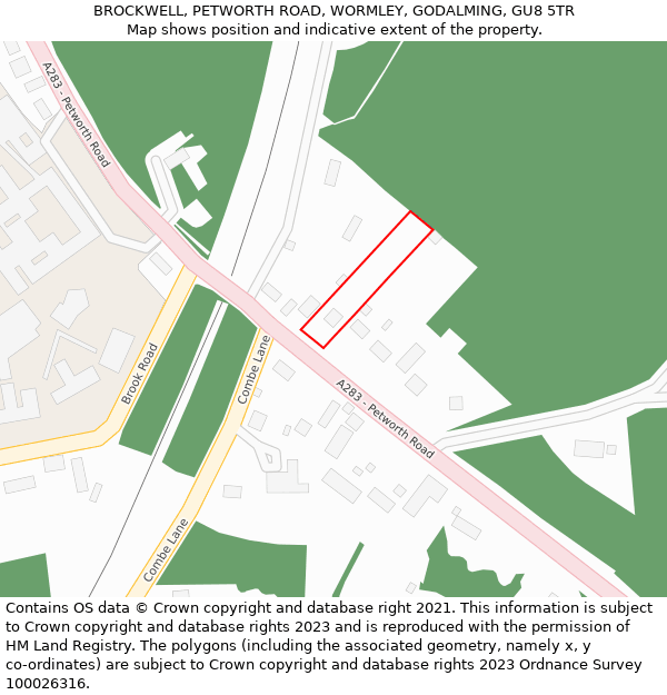 BROCKWELL, PETWORTH ROAD, WORMLEY, GODALMING, GU8 5TR: Location map and indicative extent of plot