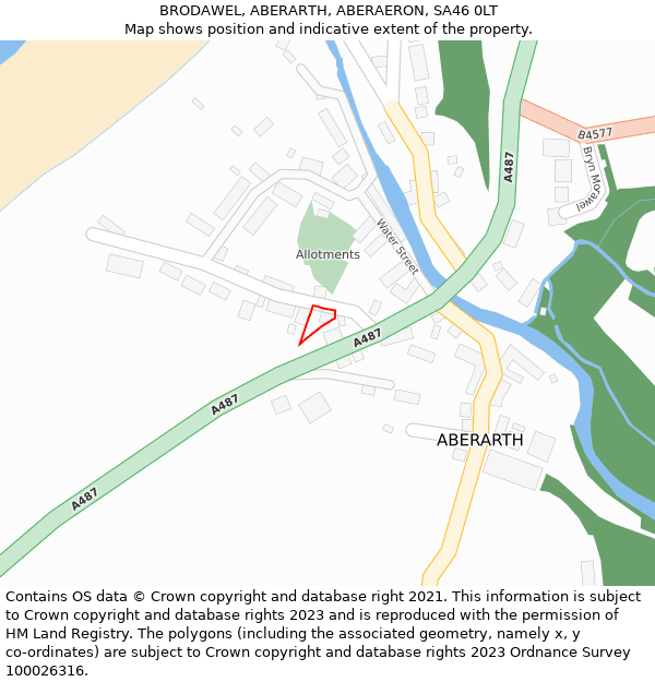 BRODAWEL, ABERARTH, ABERAERON, SA46 0LT: Location map and indicative extent of plot