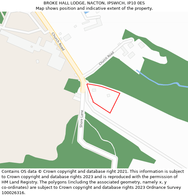 BROKE HALL LODGE, NACTON, IPSWICH, IP10 0ES: Location map and indicative extent of plot