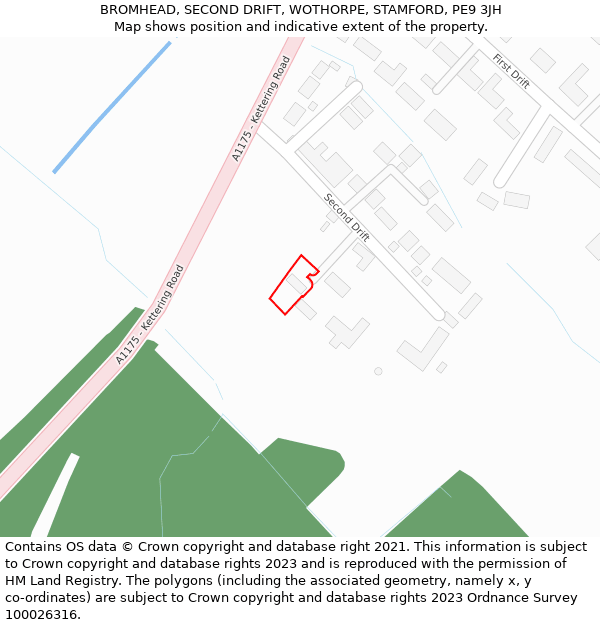 BROMHEAD, SECOND DRIFT, WOTHORPE, STAMFORD, PE9 3JH: Location map and indicative extent of plot