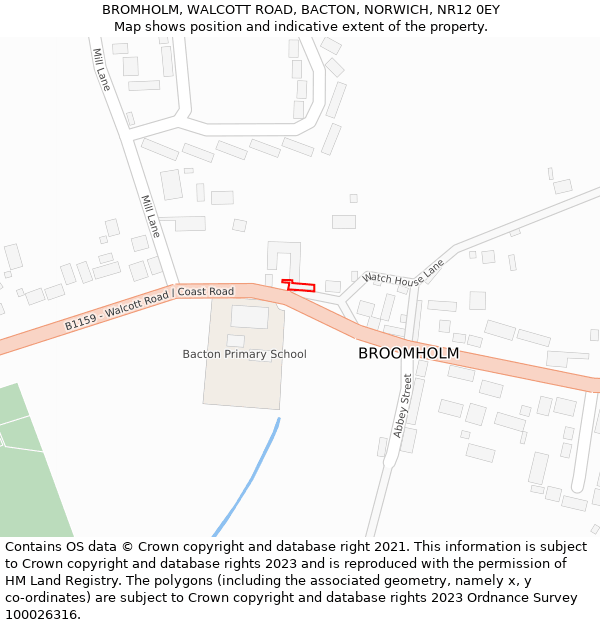 BROMHOLM, WALCOTT ROAD, BACTON, NORWICH, NR12 0EY: Location map and indicative extent of plot