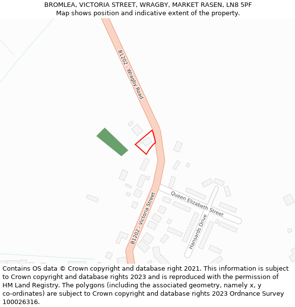 BROMLEA, VICTORIA STREET, WRAGBY, MARKET RASEN, LN8 5PF: Location map and indicative extent of plot