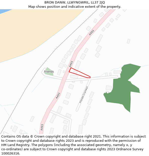 BRON DANW, LLWYNGWRIL, LL37 2JQ: Location map and indicative extent of plot