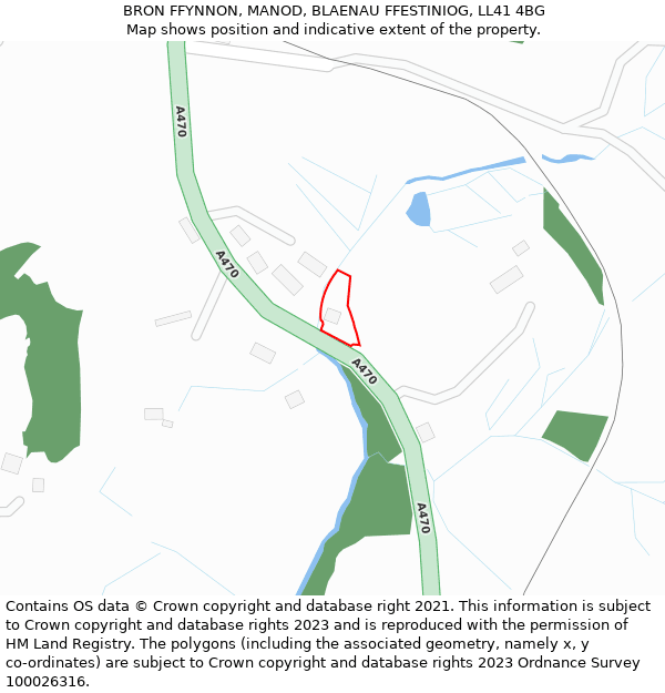 BRON FFYNNON, MANOD, BLAENAU FFESTINIOG, LL41 4BG: Location map and indicative extent of plot