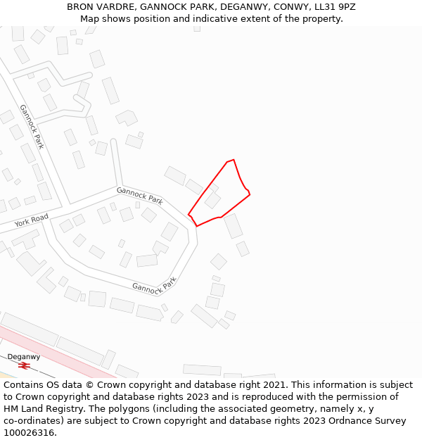 BRON VARDRE, GANNOCK PARK, DEGANWY, CONWY, LL31 9PZ: Location map and indicative extent of plot