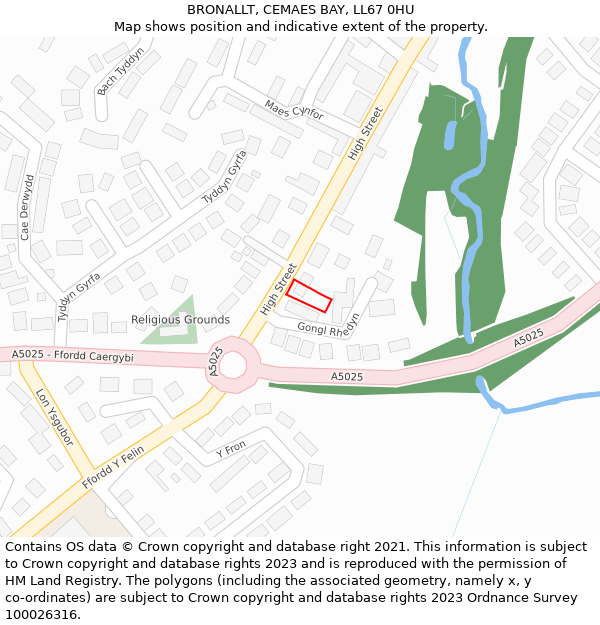 BRONALLT, CEMAES BAY, LL67 0HU: Location map and indicative extent of plot