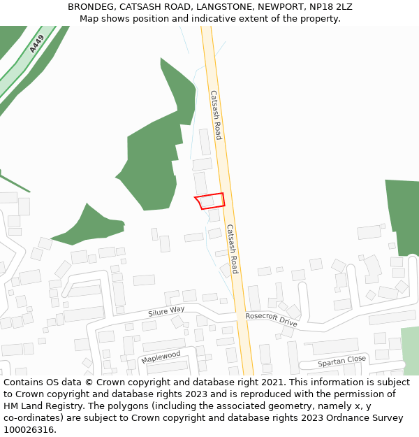 BRONDEG, CATSASH ROAD, LANGSTONE, NEWPORT, NP18 2LZ: Location map and indicative extent of plot