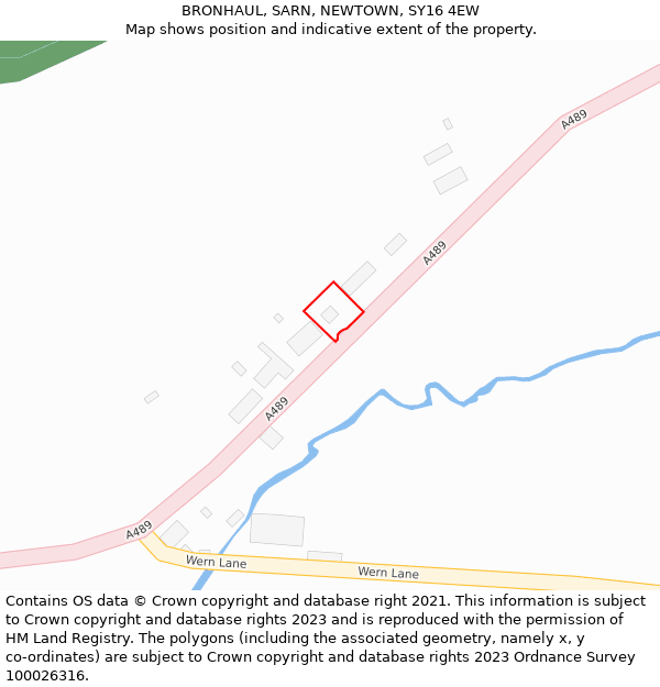 BRONHAUL, SARN, NEWTOWN, SY16 4EW: Location map and indicative extent of plot