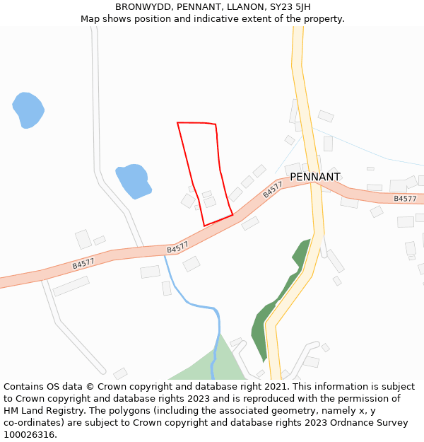 BRONWYDD, PENNANT, LLANON, SY23 5JH: Location map and indicative extent of plot