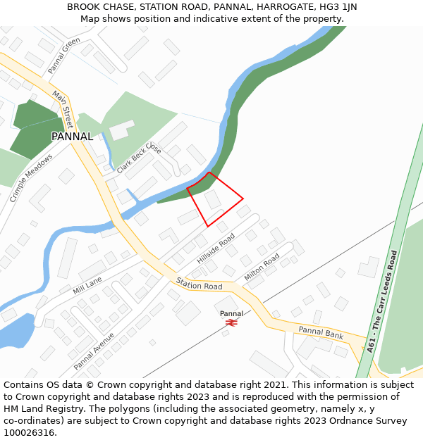 BROOK CHASE, STATION ROAD, PANNAL, HARROGATE, HG3 1JN: Location map and indicative extent of plot