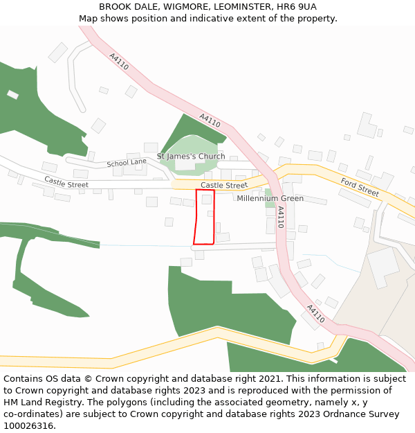 BROOK DALE, WIGMORE, LEOMINSTER, HR6 9UA: Location map and indicative extent of plot
