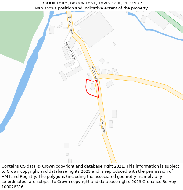 BROOK FARM, BROOK LANE, TAVISTOCK, PL19 9DP: Location map and indicative extent of plot