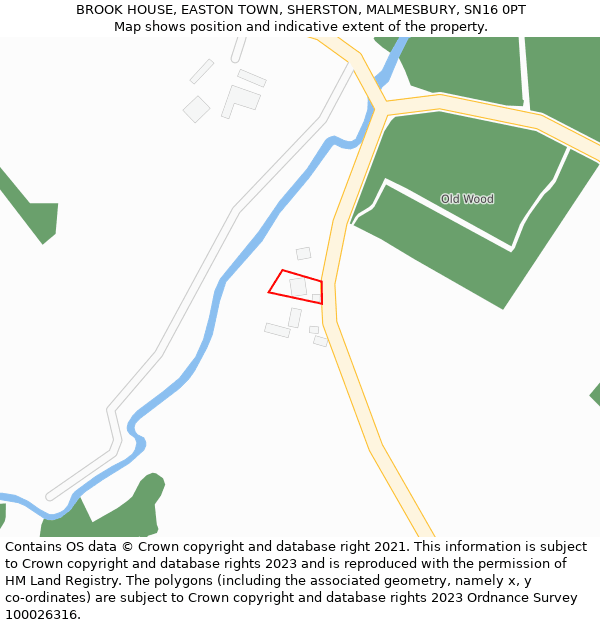 BROOK HOUSE, EASTON TOWN, SHERSTON, MALMESBURY, SN16 0PT: Location map and indicative extent of plot