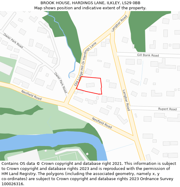 BROOK HOUSE, HARDINGS LANE, ILKLEY, LS29 0BB: Location map and indicative extent of plot