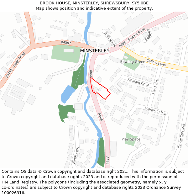 BROOK HOUSE, MINSTERLEY, SHREWSBURY, SY5 0BE: Location map and indicative extent of plot