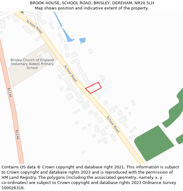 BROOK HOUSE, SCHOOL ROAD, BRISLEY, DEREHAM, NR20 5LH: Location map and indicative extent of plot