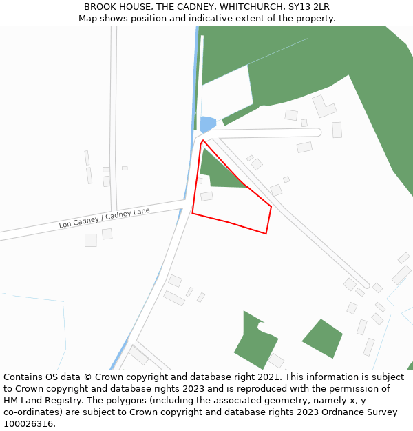 BROOK HOUSE, THE CADNEY, WHITCHURCH, SY13 2LR: Location map and indicative extent of plot