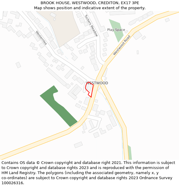 BROOK HOUSE, WESTWOOD, CREDITON, EX17 3PE: Location map and indicative extent of plot