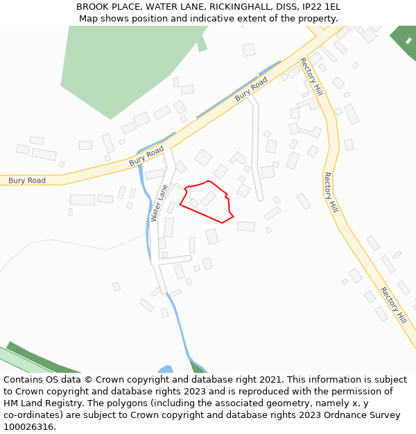 BROOK PLACE, WATER LANE, RICKINGHALL, DISS, IP22 1EL: Location map and indicative extent of plot